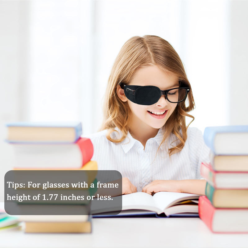 4pcs Eye Patches for Glasses Medical Eye Patch Treating Lazy Eye Amblyopia Strabismus Improve Vision Reusable Soft Eye Patch for Kids, Black