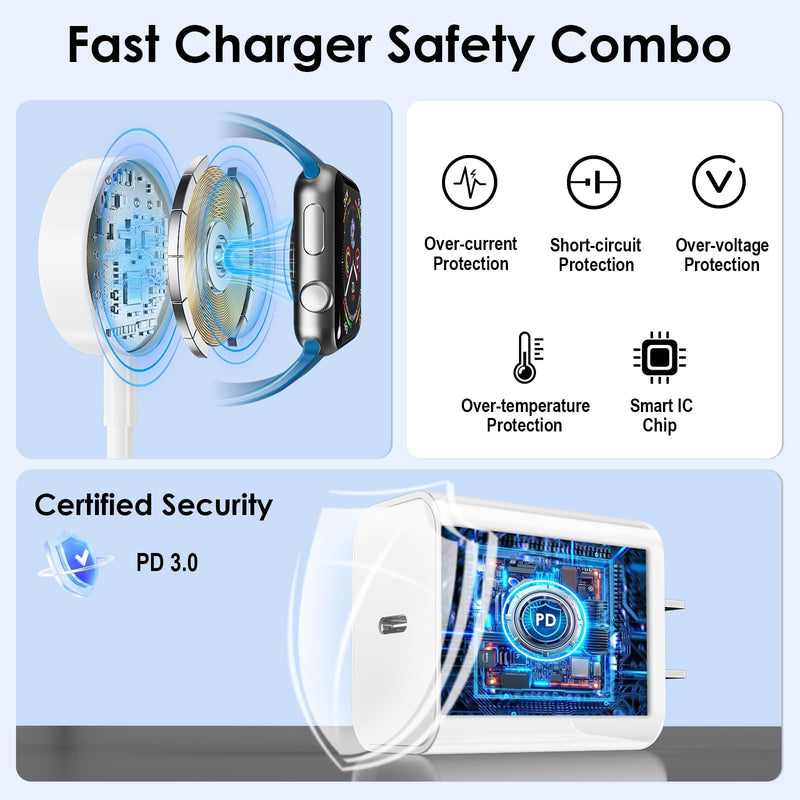 【White and Black】 Apple Watch iWatch Charger Travel Essentials Fast Charging Compatible with iWatch and iPhone