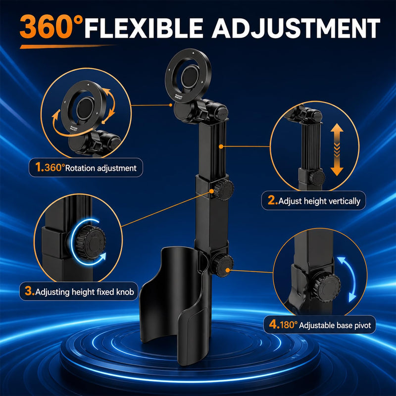 Car Cup Holder Phone Mount,Any car Model 360°Adjustable N52 Magnetic Stand,one-Handed Operation,Suitable for All Smartphones (Black,1Pcs)