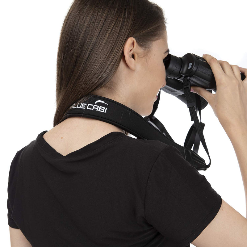 Neoprene Neck Shoulder Strap for Cameras and Binoculars - Comfortable Adjustable Fit for Men and Women with Anti Slip Material - Lightweight Design for Binocular Telescopes, and Rangefinders Black