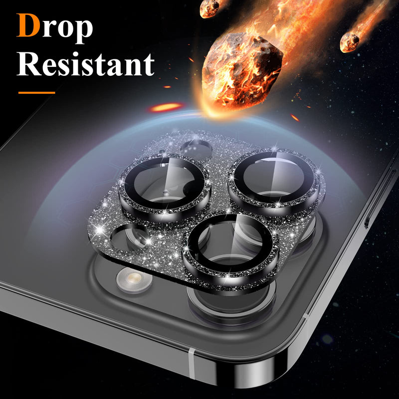 YWXTW for iPhone 14 Pro/iPhone 14 Pro Max Camera Lens Protector, [4TH Gen New Bling Design] Glitter Shiny Diamond Metal Ring Tempered Glass Back Camera Screen Protector Lens Cover (Graphite) Graphite Glitter iPhone 14 Pro/14 Pro Max