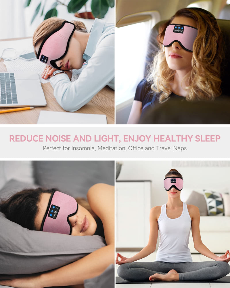 MUSICOZY Sleep Headphones 3D Bluetooth Headband, Wireless Sleeping Eye Mask Earbuds for Side Sleepers, Air Travel, Meditation, Built-in Ultra Soft Thin Speakers Washable, Pack of 2