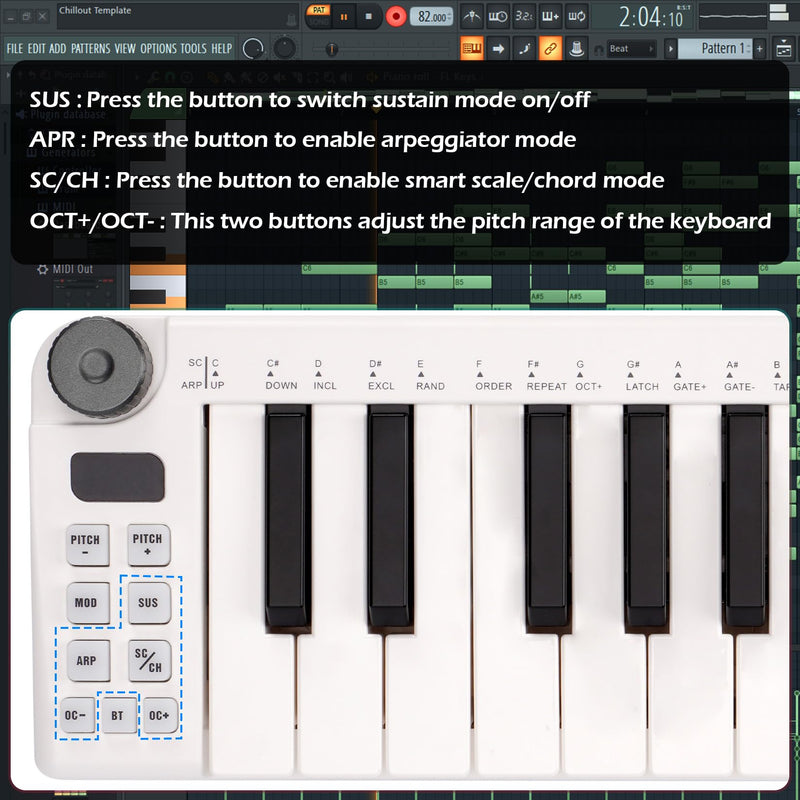 M-VAVE 25 Keys Mini Keyboard – Professional Beat Maker and Keytar for Keyboard Music Production Builtin Battery Wireless Connect White Mini no PADS