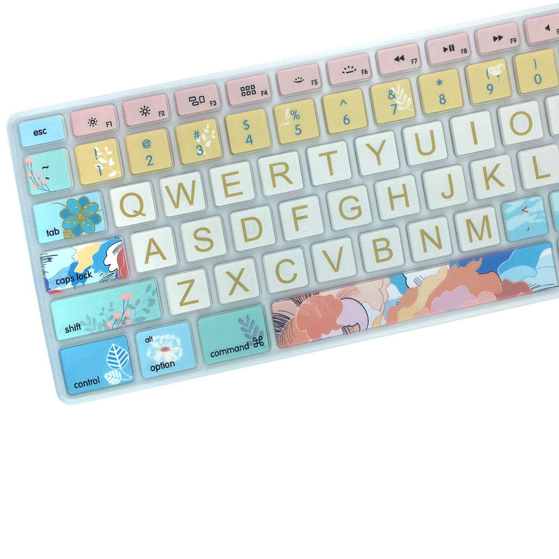 Silicone Keyboard Cover Skin for Apple iMac Keyboard with Numeric Keypad Wired USB MB110LL/B(Model: A1243), Cute Print, US Layout, Litter Flowers for Apple wired keyboard(Model: A1243)