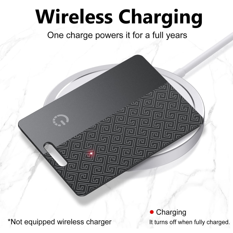 Ultra-Thin Wallet Tracker Card(iOS Only), Bluetooth Tracker Smart Card for Apple Find My iPhone Wallet GPS Tracker, Supports Wireless Charging, 10 Years Battery for Luggage, Wallets, Backpacks, Keys Black and Black and Black and Black