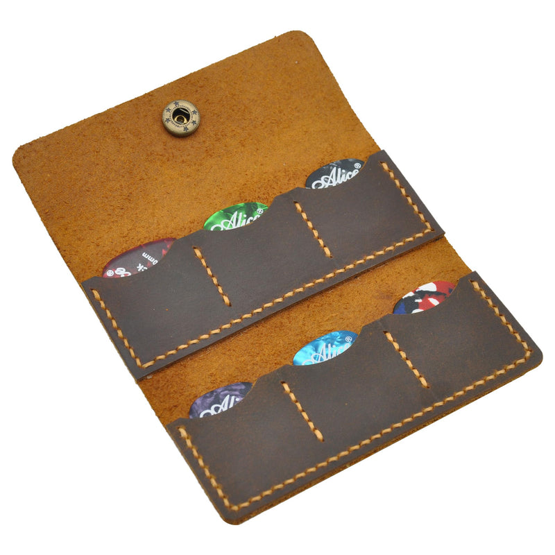 Guitar pick holder leather,Guitar pick holder gift,Leather guitar pick case,Gift for guitarist (Black) Black