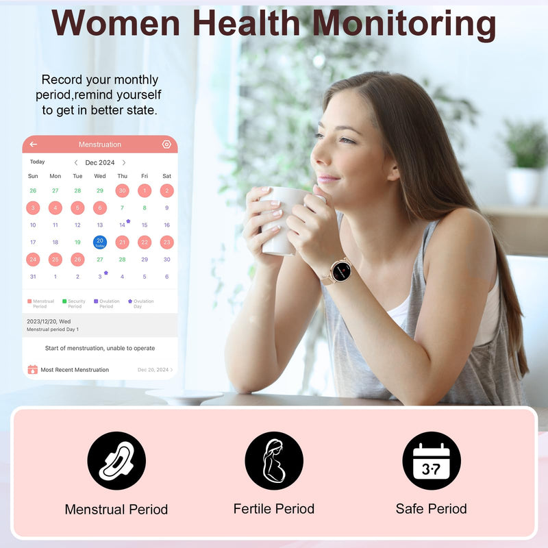 Smart Watch for Women 1.27" HD 3 Band Fitness Tracker Bluetooth Call | Compatible Android iPhone Phone with SpO2/Heart Rate/Sleep Monitor,120+ Sports Modes IP68 Waterproof Smartwatch Rose Gold Rose Gold-3 Bands)