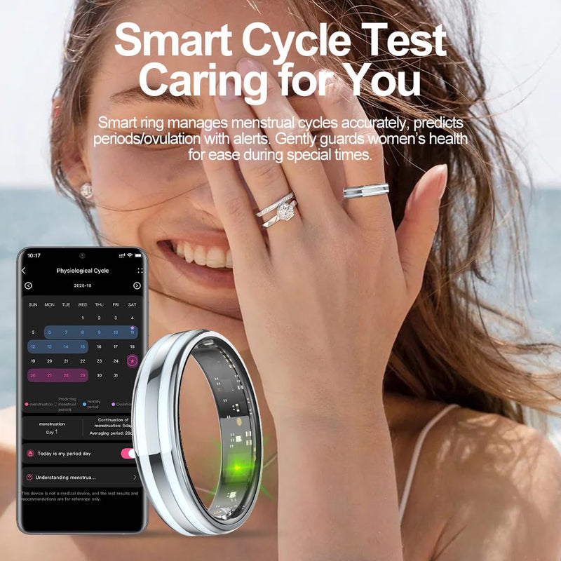Yihou Smart Ring Ultra Narrow Slim Heart Rate Monitor Sleep Tracker Fitness Health Ring Pedometer Step Counter Calories Waterproof Ladies Smart Rings for Women Men Silver #6