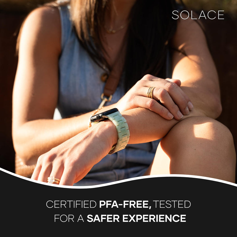 Solace Bands Lightweight Perma Watch Band - Universal Fit for Apple Watch Bands for Women & Men, iWatch Bands for 38mm 40mm 41mm 42mm 44mm 45mm 49mm Ultra, SE, Series 11 10 9 8 7 6 5-1 (Matte Solid) Powderflower 38/40/41/42/44/45mm