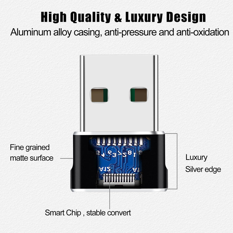 [AUSTRALIA] - USB Male to USB C Adapter 4 Packs,USB to Type C Super Fast Charging/Transfer and OTG Function. Compatible with iPhone15 14 13 Plus Pro Max,iPad Pro Air 4 Mini 6 Almost USB Devices 4 pack silver 