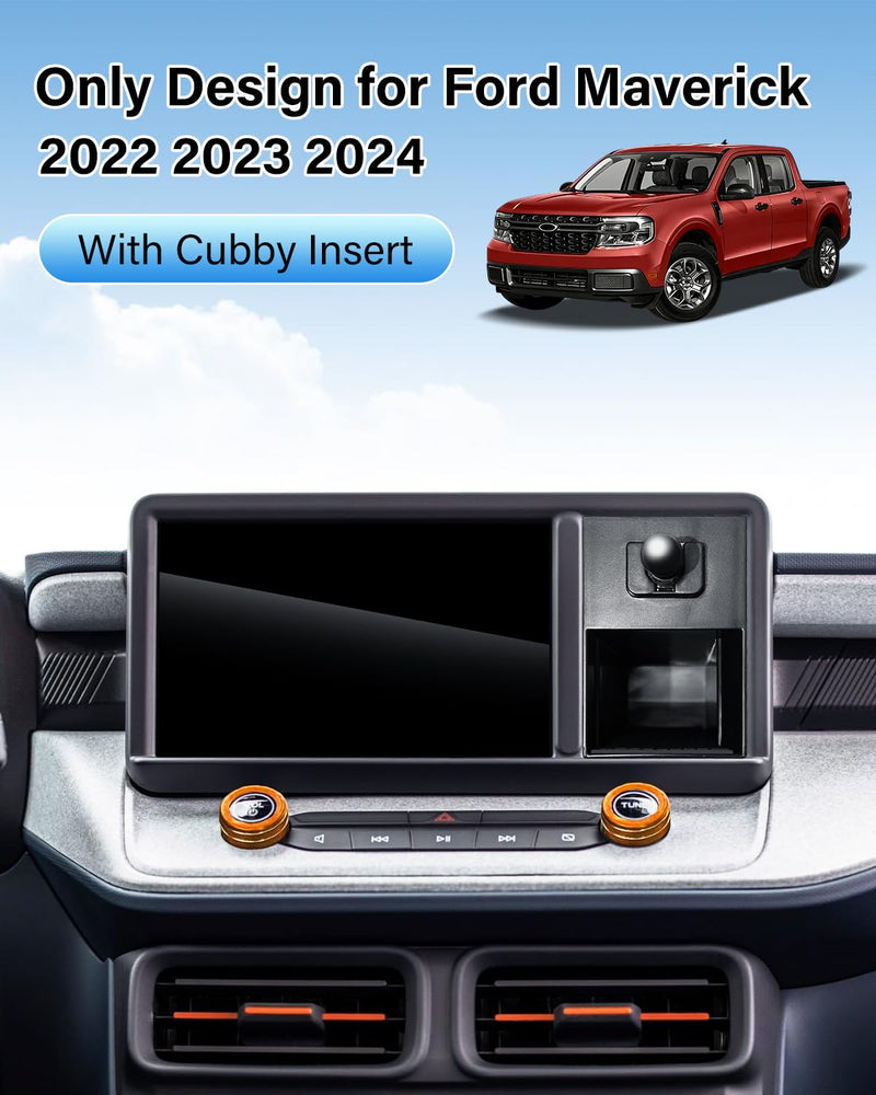 PZK Cubby Insert Auto Lock Car Phone Holder for Ford Maverick 2022-2024 | One Button Release Car Phone Mount With Stroage Box Trunk Dash Mount Hands Free 360° Rotation for Maverick Truck Ford Maverick 2022-2024（Cubby Insert Box)