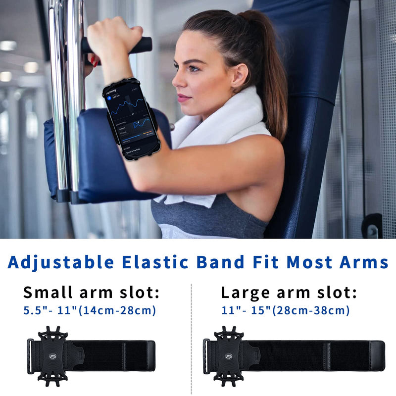 Wristband Running Phone Holder for iPhone 15/14/13/12 Pro Max/11/X/8 Plus/8/7, 360°Rotatable with Key Holder, Sports Wristband for Samsung Galaxy and All 4''-6.5''Phones (Non-Removable-S) Non-removable-S