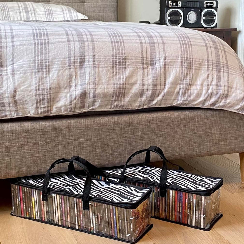 Evelots 4 Pack CD Storage Bags, Clear PVC Plastic-Holds 192 CDs With Cases Total-Strong Handles-Protects from Scratches/Dirt/Dust/Moisture Set of 4