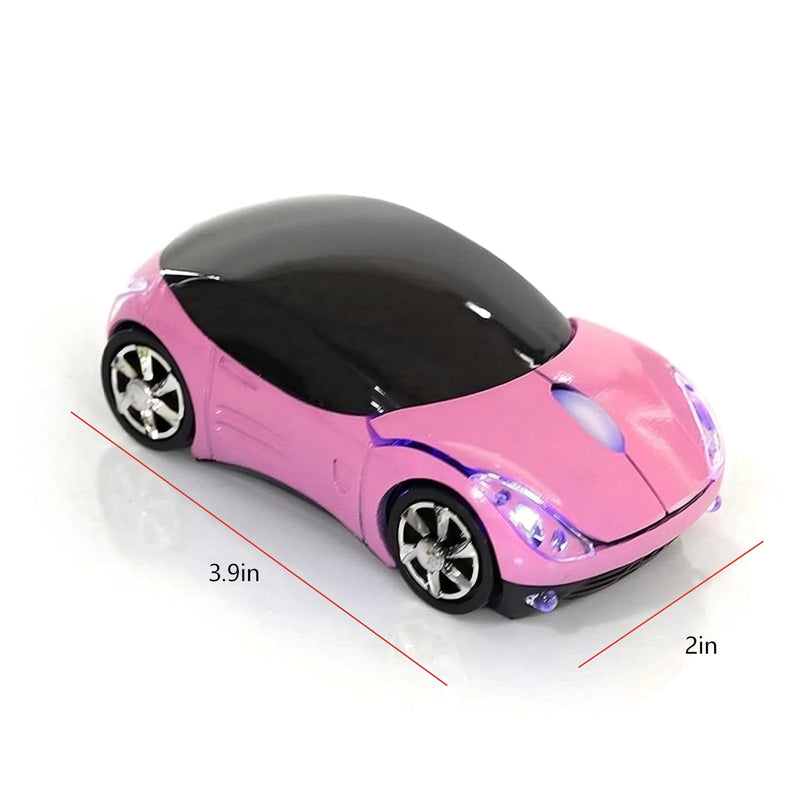 Cute Wireless Mouse 2.4G USB, Portable Mini Car Mouse with Receiver, 1600 DPI Adjustable Silent Click Optical Mice, Ergonomic Computer Mouse for Laptop, PC, Mac, Tablet, Travel & Office (Pink) Pink