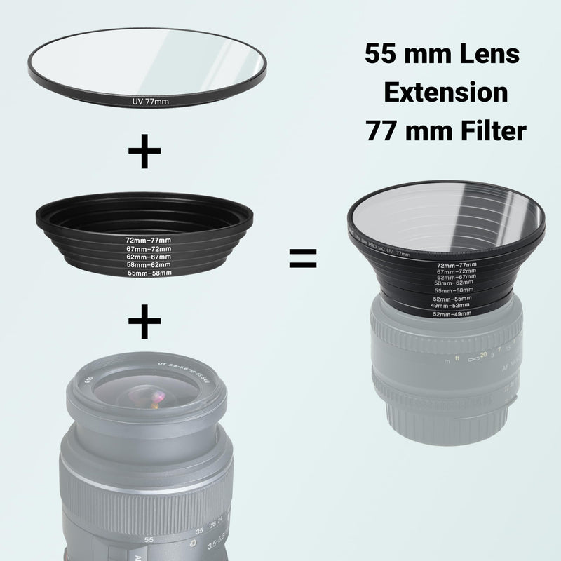 [AUSTRALIA] - 18-Piece Filter Ring Adapter Set - 9X Step-Up Rings and 9X Step-Down Rings for Lens Filters, Lens Hoods, and Lens Converters - Includes 4X Microfiber Cleaning Cloths (7x6 Inches) Step Up + Down Lens Filter Adapter Kit - Set of 18 