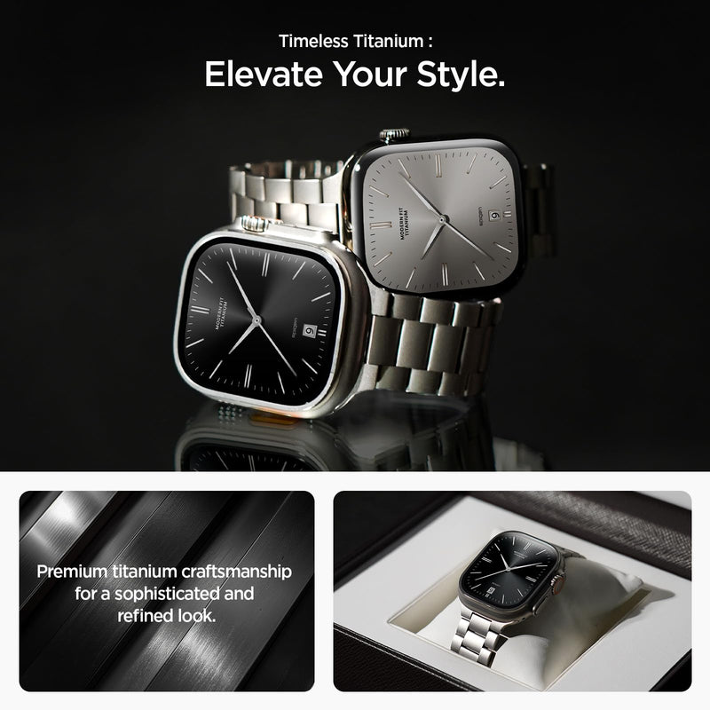 Spigen Modern Fit for Apple Watch Band, Premium Metal/Stainless Steel Strap | For Apple Watch Ultra 3/2/1 49mm, Series 11/10 46mm, 9/8/7 45mm, SE3/SE2/SE/6/5/4 44mm, 3/2/1 42mm Natural Titanium