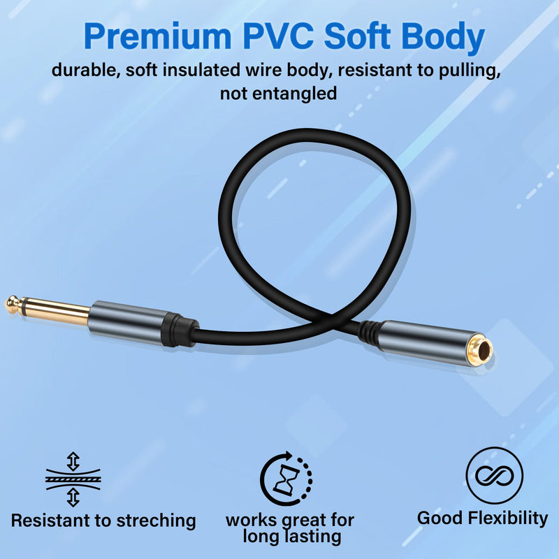[AUSTRALIA] - 6.35mm Mono Audio Cable 1/4 Inch TS Mono Male to Female Adapter Guitar Cable Gold Plated 6.35mm Mono Jack 1/4 TS Instrument Cable for Signal Transmission of Audio Equipment 30CM/0.98FT 