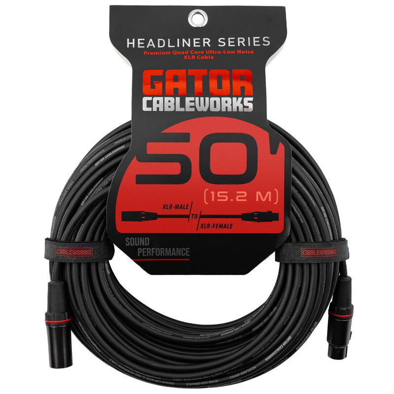 [AUSTRALIA] - By Gator Cases Headliner Series Premium 50 Foot XLR Microphone Cable, (GCWH-XLR-50) 50 Feet 