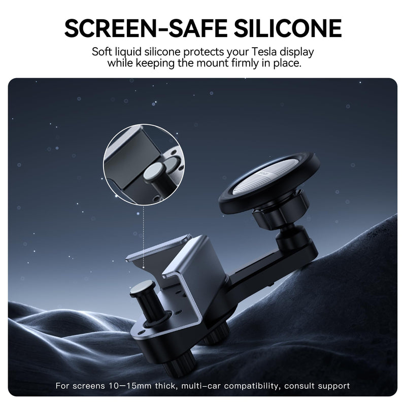 YONZEE Phone Mount for Tesla Model Y, 3, S, X and Cybertruck, Screen Mounted Magnetic Phone Holder, 360° Adjustable Hidden Car Mount, Interior Accessories Compatible with iPhone and Android Phones