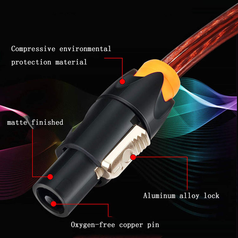 XMSJSIY Speakon Speaker Cable Bare Wire Open End Cable, Speakon to Speaker Wire Audio Cord Amplifier Connection Cord for DJ/PA with Twist Lock (Male) Male