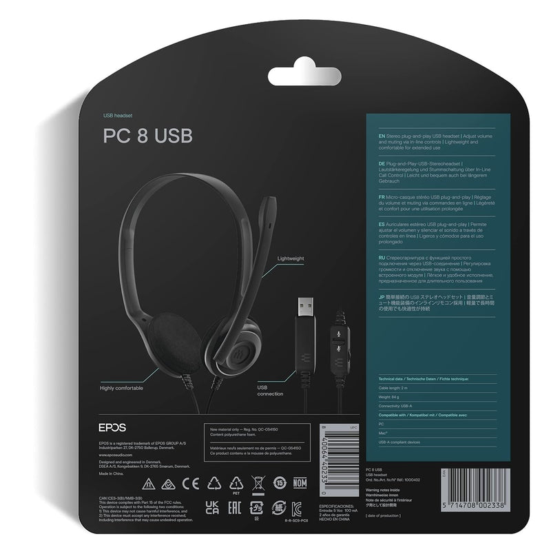 [AUSTRALIA] - Sennheiser PC 8 USB - Stereo USB Headset for PC and MAC with In-line Volume and Mute Control - Black 1 Count (Pack of 1) 