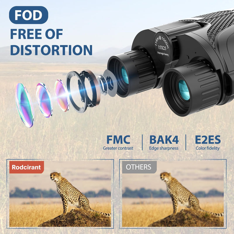 [AUSTRALIA] - Binoculars 15x25 for Adults,Waterproof Binoculars with Low Light Night Vision, Durable & Clear Binoculars for Sightseeing,Concerts and Bird Watching Black 