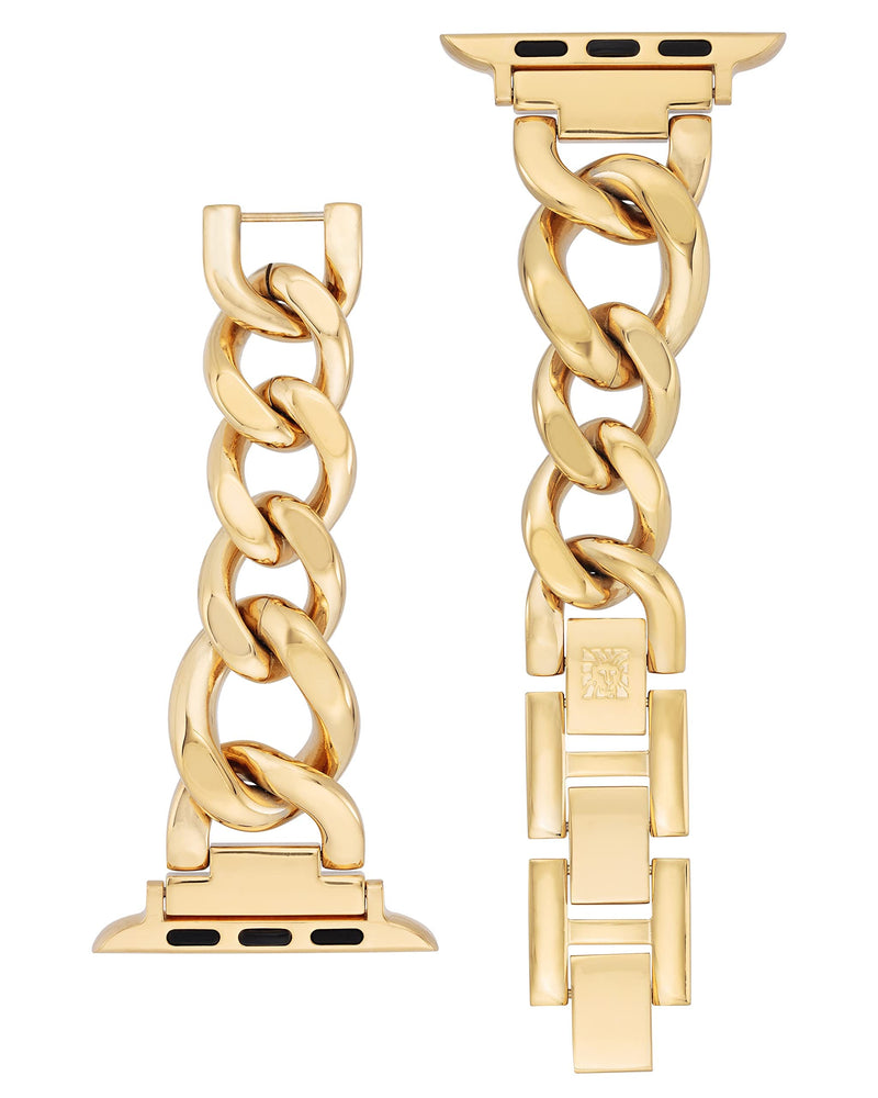 Anne Klein Fashion Chain Bracelet for Apple Watch, Secure, Adjustable, Apple Watch Replacement Band, Fits Most Wrists 42mm (Series 1-3), 44/45/46/49mm (Ultra & Ultra 2) Gold-Tone