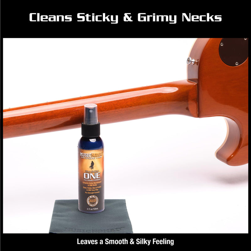 MusicNomad Guitar ONE All-in-1 Cleaner, Polish, and Wax and Microfiber Polishing Cloth Cleaning Kit (MN297)