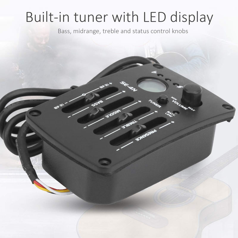 [AUSTRALIA] - 4 Band Equalizer Digital Tuner Pickup, EQ Equalizer Pickup Acoustic Guitar with LCD Display, 4 Band Preamp Musical Instrument Accessories SE?4N Electric Guitar EQ Pickups 