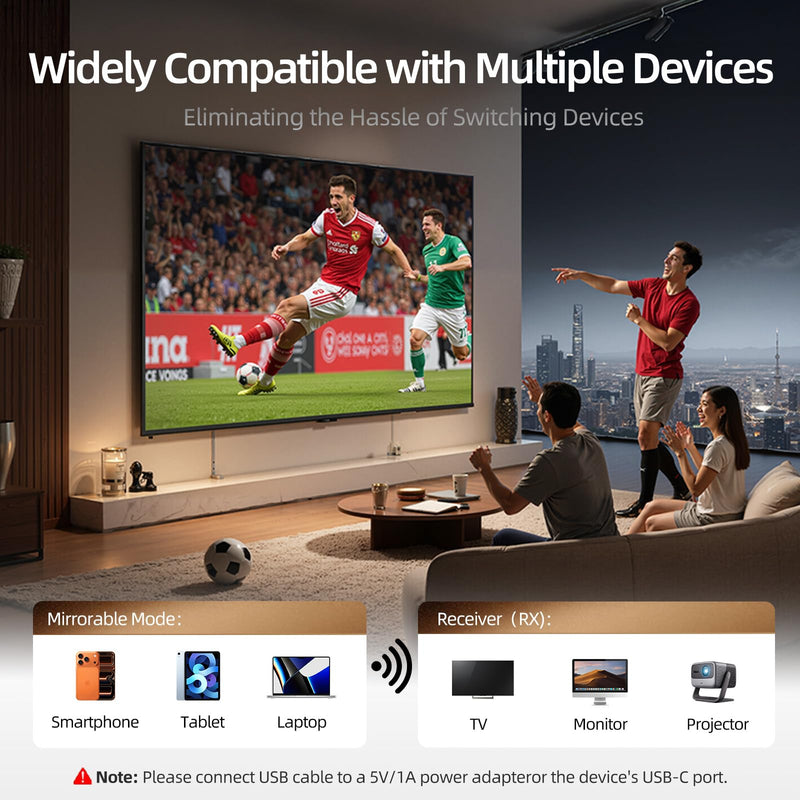 llano T1 Wireless HDMI Transmitter Adapter, Streaming Media Video/Audio/File HDMI Wireless Extender from Laptop, PC, Smartphone to HDTV Projector Monitor, 1080P@30Hz
