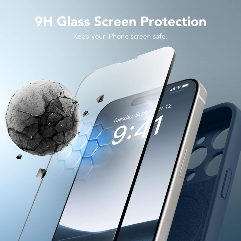 Magnetic for iPhone 15 Pro Case, Compatible with MagSafe, [Full Camera Protection][2 Screen Protectors] Silicone Shockproof Protective Phone Case for iPhone 15 Pro 6.1", Cobalt Blue
