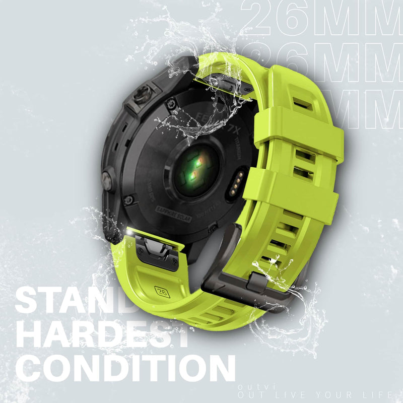 26mm watch band for garmin fenix 5x 6x 7x 3 hr quickfit 26 watch band for garmin women men silicone Black and Green Bundle
