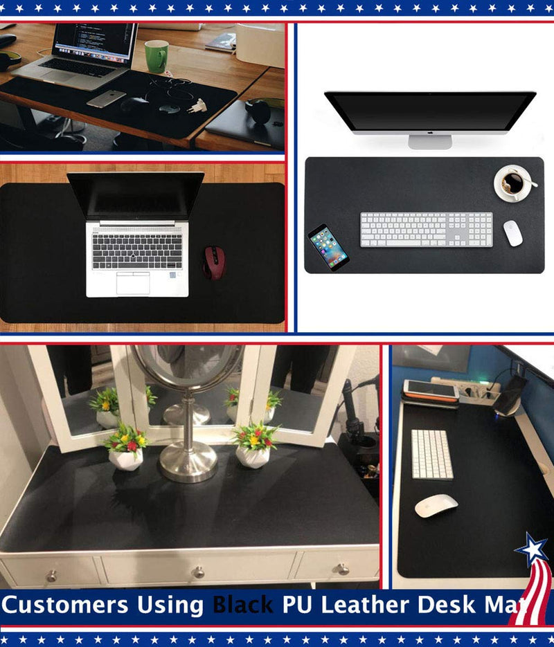 Desk Protector Blotter Pad on Top of Desks PU Leather Office Desk Writing Mat Computer Laptop Gaming Under Keyboard Mouse Pad Desk Decor Accessories Organizer for Women Men Kids Black 16 X 32 Inches 16'' x 32'' inch Midnight Black