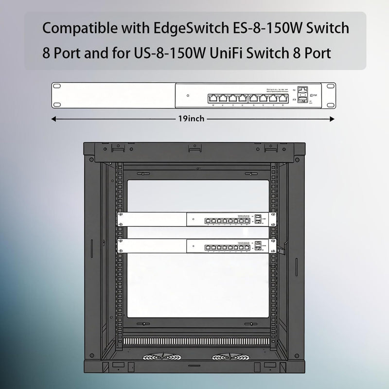 Rack Mount Kit Compatible for Ubiquiti Switches, 1U Rack Ears for US-8-150W UniFi Switch 8 Port and for EdgeSwitch ES-8-150W Switch 8 Port