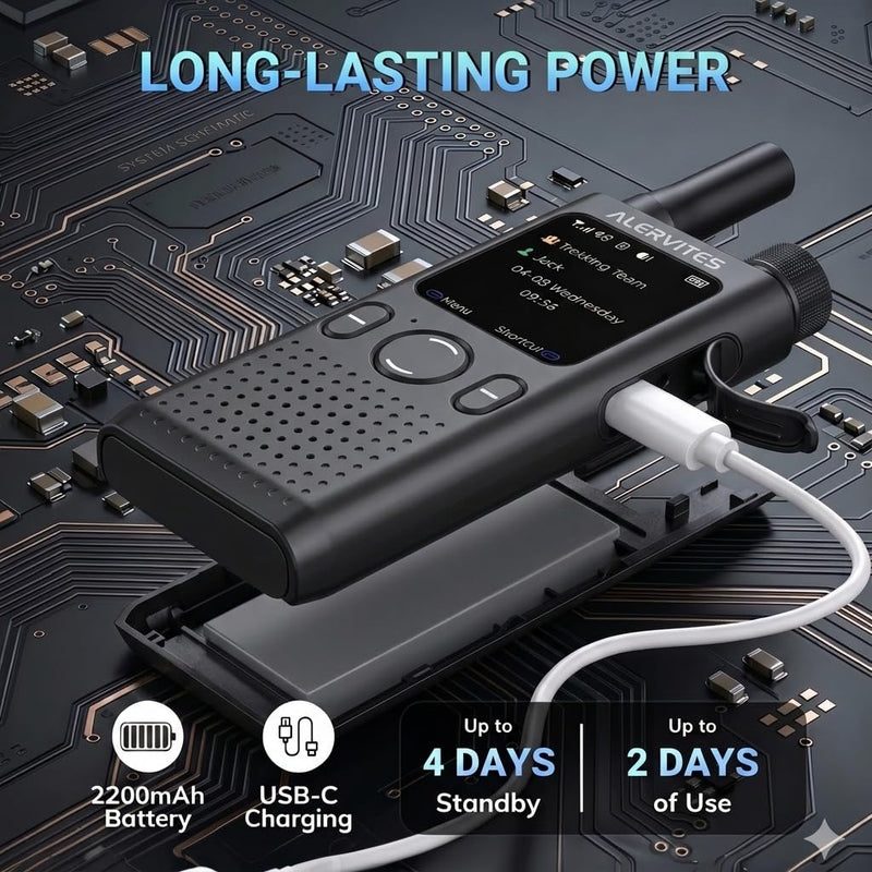 POC-AT1 4G/5G Network Radio, [White/Black] Global Range Walkie Talkie with Screen, Type-C Fast Charging, No Distance Limit PoC Radio for Hotels, Security, Road Trips Gray