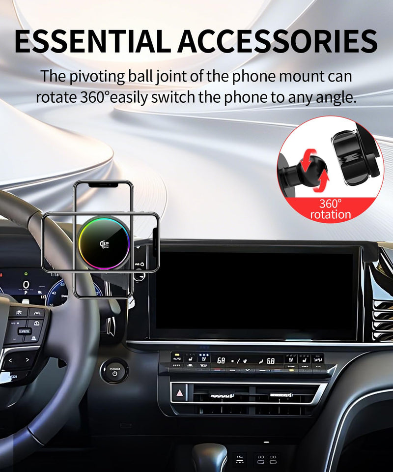 25W Car Mount Charger for Toyota Camry 2025-2026 12.3-Inch Screen | 2025 2026 Toyota Camry Qi2.2 25W MagSafe Fast Charging Cell Phone Holder Accessories,with Cooling Fan＆54W Fast Adapter for 2025 2026 Toyota Camry(12.3 Inch)