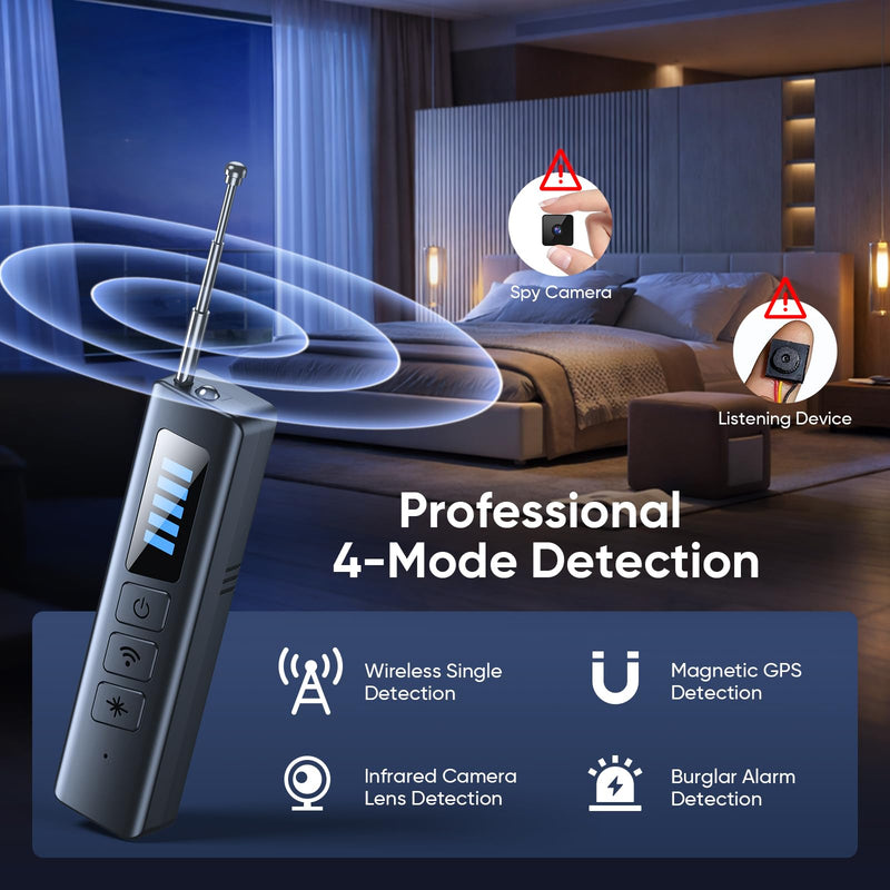 Hidden Camera Detectors, Spy Camera Detector with RF Signal & Infrared Detection for Wireless Cameras, GPS Trackers, Privacy Protection, Portable Travel Safety Tool