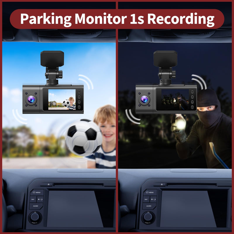 [AUSTRALIA] - 2025 Dash Cam, 3 Channel Dash Cam Front and Rear Inside, Interior Car Camera, 2.5K/1440P Single Fr,Fr+Interior, Front+Rear Dash Camera for Cars Taxi with Night Vision, Parking Monitor 1S Recording 