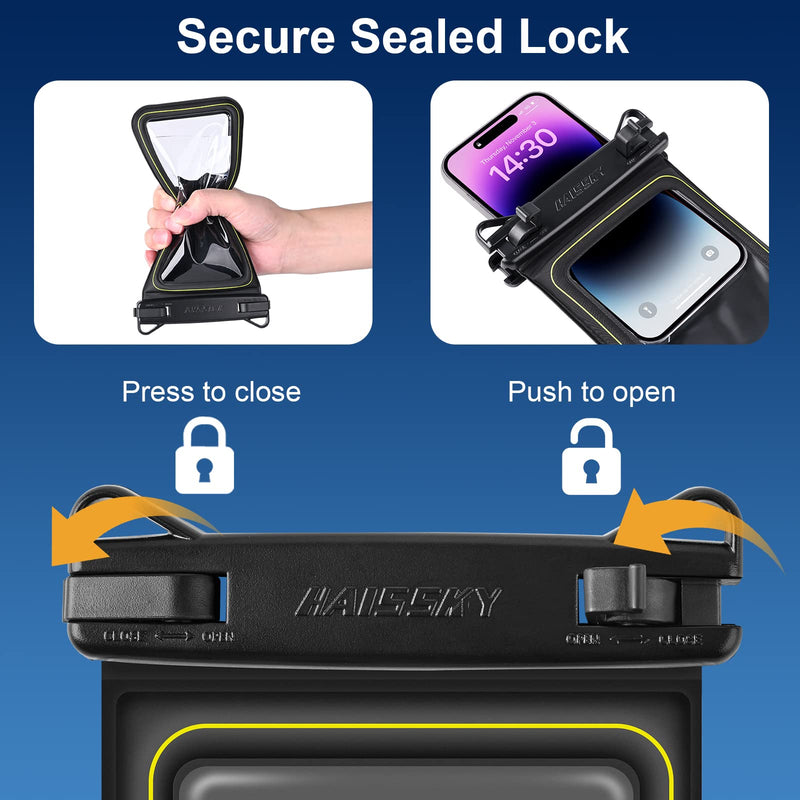 IP68 Floating Waterproof Phone Pouch, Universal Sponge Water Proof Cell Phone Case Bag with Adjustable Lanyard, Protector Pouch for iPhone 15 14 13 12 11 Pro Max Samsung Google, Up to 6.7'' Black 6.7"