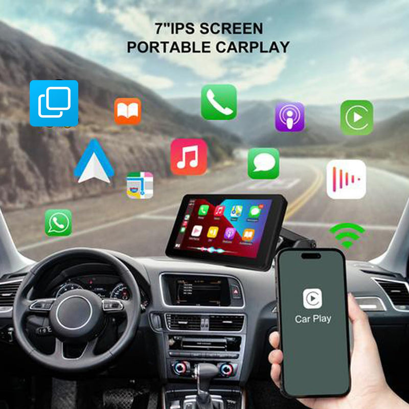 Apple Carplay Screen for Car, 7" HD Portable Car Stereo Touch Screen for Apple Carplay & Android Auto, Audio Receivers with Voice Control, Mirror Link, Bluetooth, Siri, AirPlay,GPS Navigation 7 Inch CarPlay