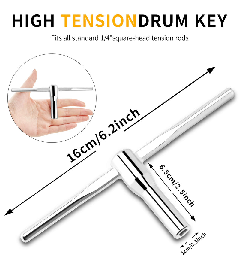 Drum Keys for Tuning Drum, 5 Pack Drum Tuning Key, Universal Drum Tuner with Continuous Standard Motion Speed Key, Extended T Key for Fast Easy Tuning, Drum Key Tool Set