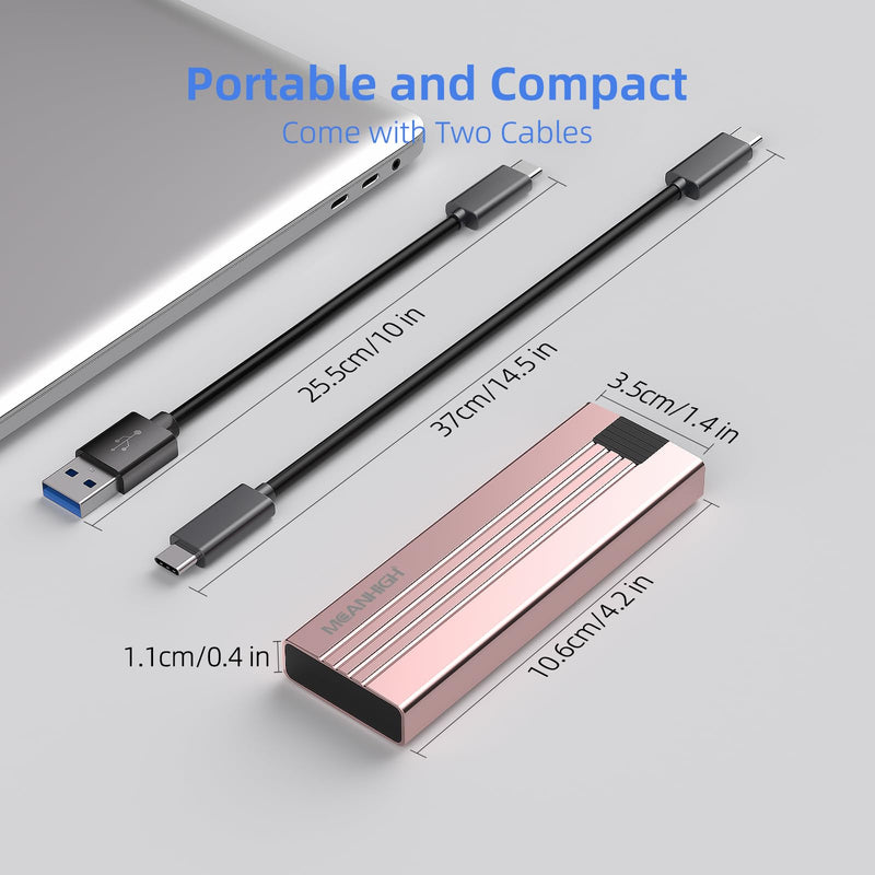 M.2 NVME SATA SSD Enclosure, Tool-Free USB 3.2 Gen 2 10Gbps NVME to USB Adapter, Supports M and B&M Keys External Solid State Drive Case for Size 2242/2260/2280(up to 8TB) Pink