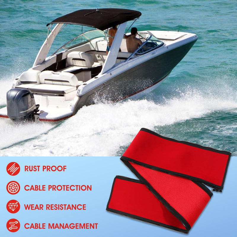 Red 60'' Neoprene Trolling Motor Cable Sleeve, Cable Organizer | Made of Neoprene Trolling Motor Sleeve Great for Cover Cables and Extension Cords, Organized Cable Management and Protect Red