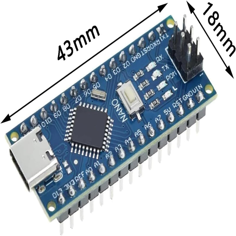 Nano Module with CH340 Microchip, 5 V/16 MHz Nano Board Compatible with Arduino IDE (Type C Port) Pack of 2