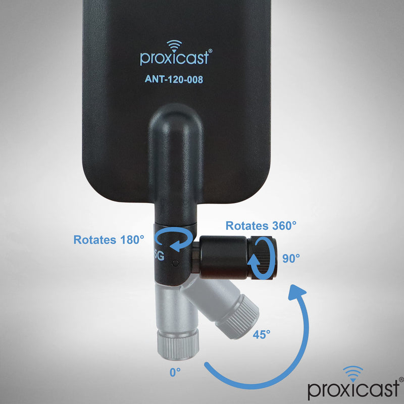 Proxicast 4G, 5G, CBRS 6 dBi Omni-Directional Swivel SMA Terminal Antenna | 600 to 6000 MHz Coverage - 3-Way Articulated Joint - for Cradlepoint, Digi, MoFi, Pepwave, Sierra & Others - ANT-120-008-2PK 2 Pack