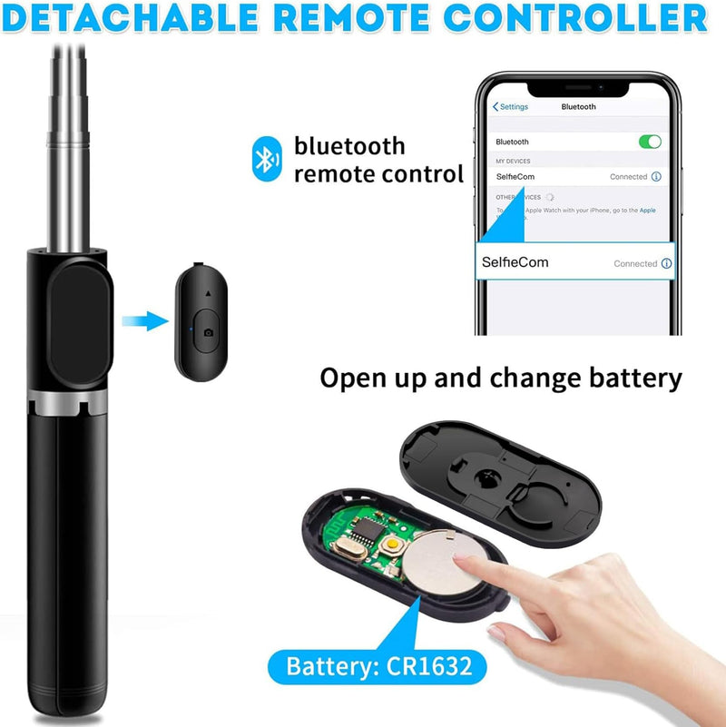 [AUSTRALIA] - Selfie Stick Tripod with Remote Phone Recording Stand, Travel Tripod for iPhone Cell Phones, Cellphone Filming Tripod Travel Necessories Gift for Men Women, Tripode para Celulares Tripie para Celular Selfie Stick Tripod 