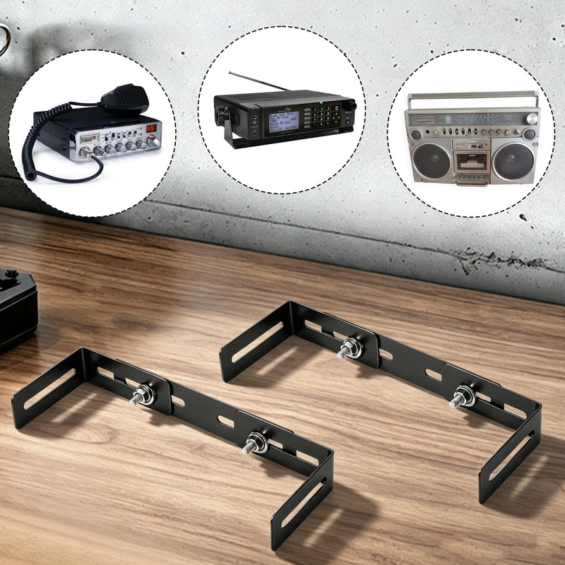 Adjustable Universal Mounting Bracket for CB Ham Radio | Transceivers & Scanners, Width Adjustable 6 to 10 Inch, Radio Mount Hardware Included, 2 Sets