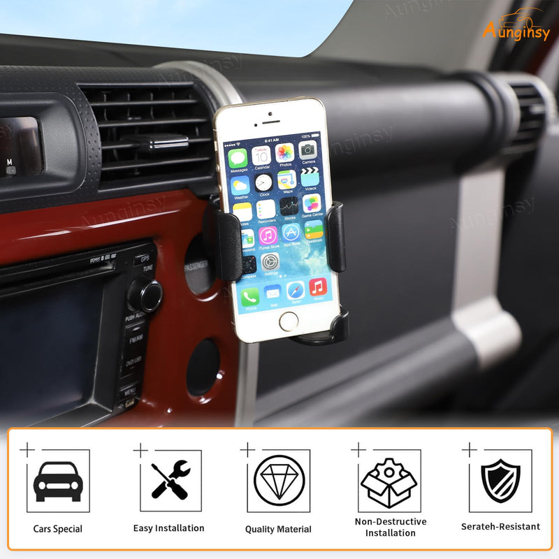 Aunginsy Phone Mount Compatible with Toyota FJ Cruiser 2007-2021 Car Cup Holder Center Console Air Outlet Vent Cell Phone Holder Dashboard Clip Panel Handsfree Mobile Phone Cupholder Stand Accessories Type F