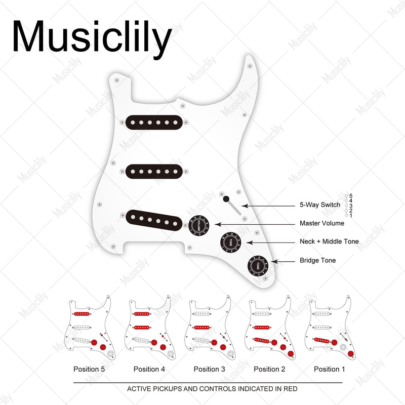 Musiclily Pro ST Electric Guitar DIY Wiring Kit Upgrade for American Strat Style SSS with 5-Way Switch and A250K Pots, Nickel Jack American Style DIY Wiring Kit-Nickel Jack