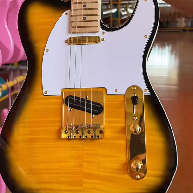 [AUSTRALIA] - Vintage Fixed Guitar Bridge with Brass Compensated 3-Saddle Steel Baseplate 10.8mm Guitar Bridge Compatible with Vintage Telecaster Tele Style Electric Guitar Replacement Parts Glod Gold 